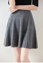 Ribbed Flared A-Line Knee-Length Knit Skirt for Women – Elegant Comfortable Design