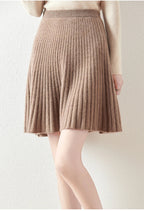Ribbed Flared A-Line Knee-Length Knit Skirt for Women – Elegant Comfortable Design