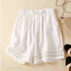 Sienna Relaxed Fit Shorts | Embroidered Lace Trim Shorts
