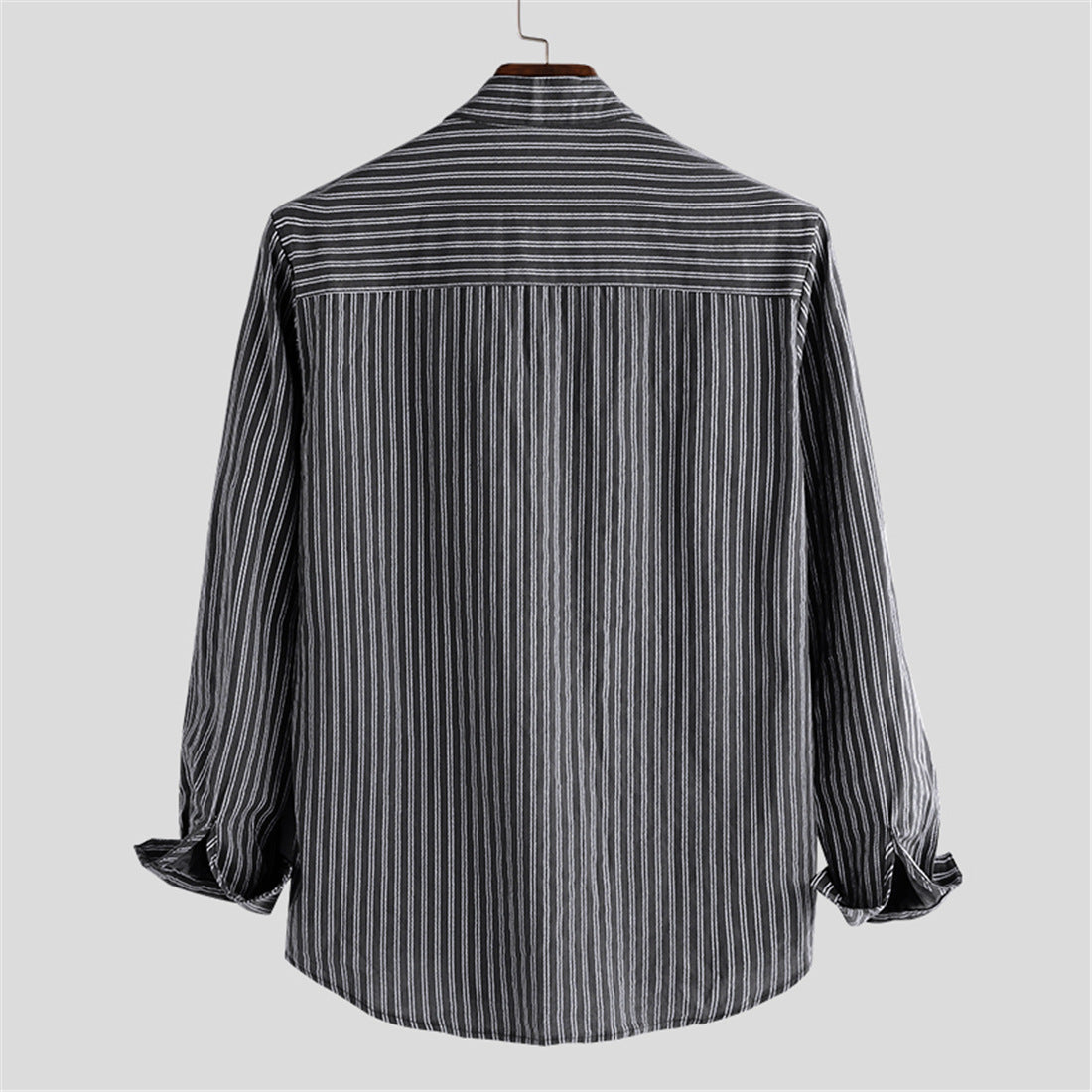 Freddie Relaxed Fit Button-Up Shirt | Band Collar Striped Button-Up Shirt