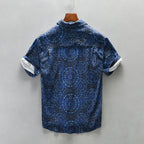 Relaxed Fit Geometric Collared Button-Up Shirt for Men – Casual Stylish Comfort