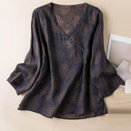 Isabella Relaxed Fit Blouse | V-Neck Long Sleeve Blouse