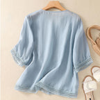 Relaxed Fit V-Neck Blouse for Women – Comfortable Casual Style