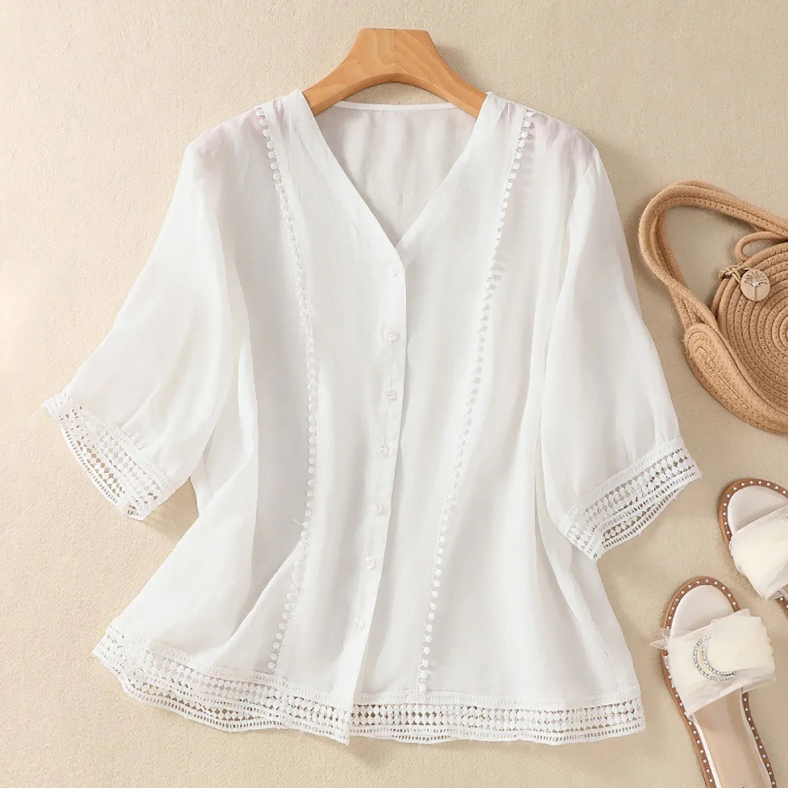 Relaxed Fit V-Neck Blouse for Women – Comfortable Casual Style