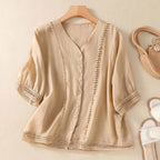 Relaxed Fit V-Neck Blouse for Women – Comfortable Casual Style