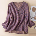 Isabella Relaxed Fit Blouse | V-Neck Long Sleeve Blouse