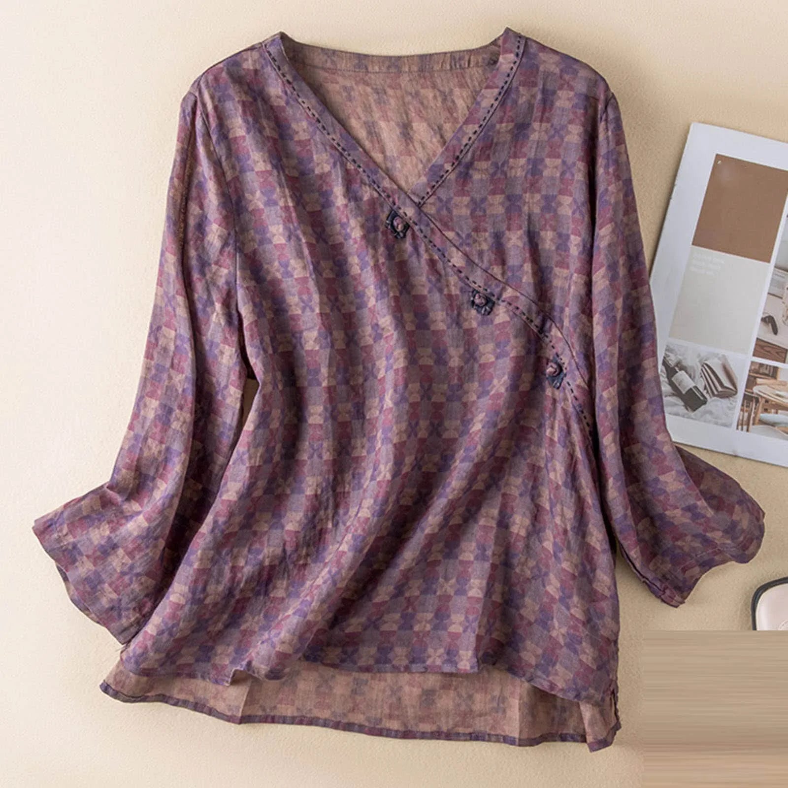 Isabella Relaxed Fit Blouse | V-Neck Long Sleeve Blouse