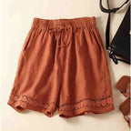 Sienna Relaxed Fit Shorts | Embroidered Lace Trim Shorts