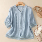 Relaxed Fit V-Neck Blouse for Women – Comfortable Casual Style