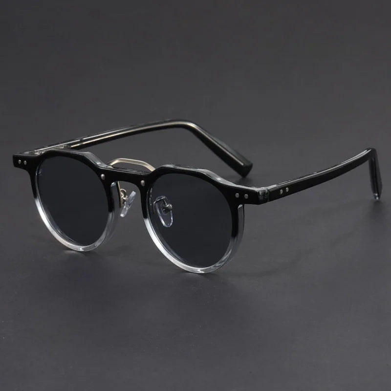 Transparent Frame Keyhole Bridge Round Sunglasses for Men – Stylish Casual Wear