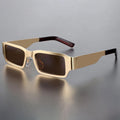 Thick Frame Metallic Finish Rectangle Sunglasses for Men – Stylish & Durable