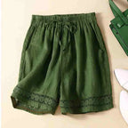 Sienna Relaxed Fit Shorts | Embroidered Lace Trim Shorts