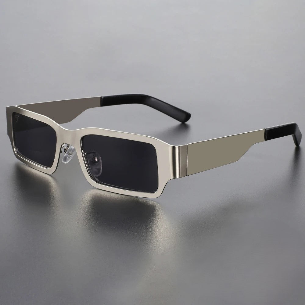 Thick Frame Metallic Finish Rectangle Sunglasses for Men – Stylish & Durable