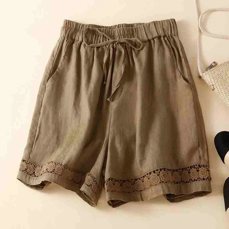 Sienna Relaxed Fit Shorts | Embroidered Lace Trim Shorts
