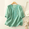 Isla Relaxed Fit Blouse | V-Neck Embroidered Blouse
