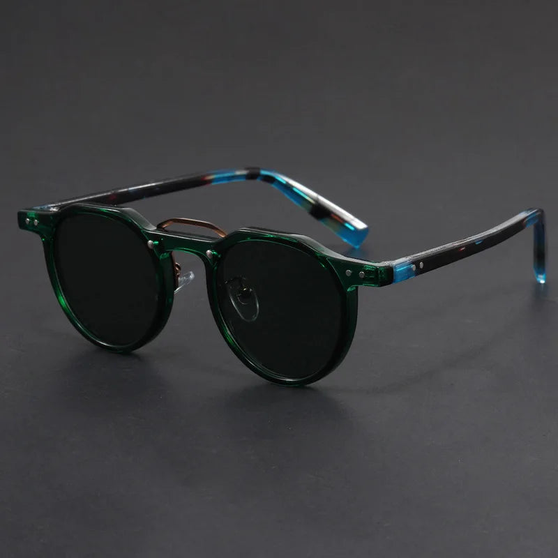 Transparent Frame Keyhole Bridge Round Sunglasses for Men – Stylish Casual Wear