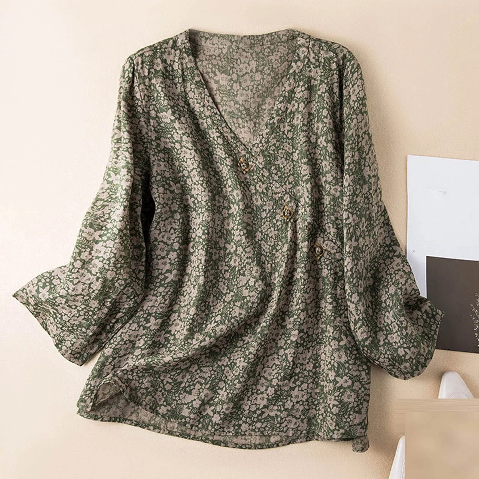 Isabella Relaxed Fit Blouse | V-Neck Long Sleeve Blouse