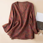 Isabella Relaxed Fit Blouse | V-Neck Long Sleeve Blouse