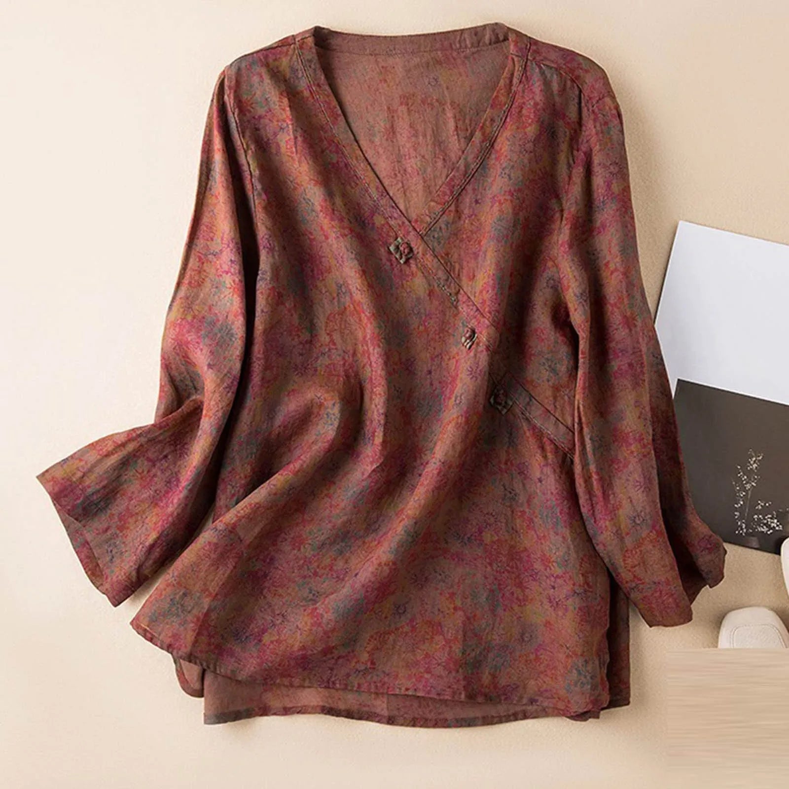 Isabella Relaxed Fit Blouse | V-Neck Long Sleeve Blouse
