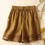 Sienna Relaxed Fit Shorts | Embroidered Lace Trim Shorts