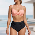 Fitted Cross-Front Sweetheart Neckline Bikini Set for Women – Tummy-Control & Stylish Design