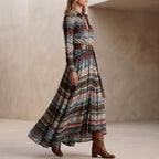 A-Line Belted Collared Maxi Shirt Dress for Women – Stylish & Functional Design