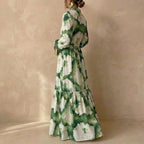 Isabella A-Line Maxi Dress | V-Neck Puff Sleeve Dress