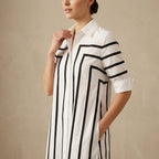 Francesca Relaxed Fit A-Line Shirt Dress | Collared Half Sleeve Shirt Dress