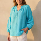 Ruffled Button Front Puff Sleeve Blouse for Women – Elegant Comfortable Design