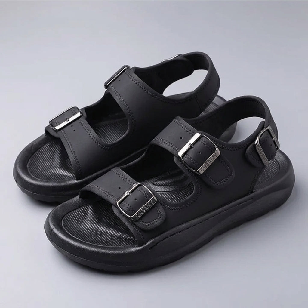 Orthopedic Multi-Strap Platform Buckle Sandals for Men – Supportive & Comfortable