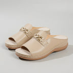 Orthopedic Peep-Toe Chain Link Wedge Sandals for Women – Comfortable Supportive Style