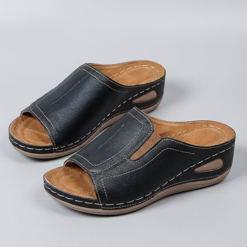Orthopedic Wedge Open-Toe Slide Sandals for Women – Ergonomic Comfort & Support