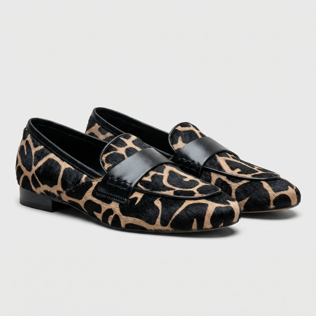 Lily Low-Cut Loafers | Giraffe Print Slip-On Loafers