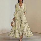Pleated Belted A-Line Maxi Dress for Women – Elegant Comfortable Design