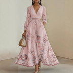 Pleated Belted A-Line Maxi Dress for Women – Elegant Comfortable Design