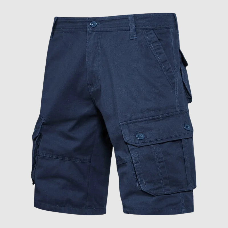 Relaxed Fit Solid Knee-Length Cargo Shorts for Men – Casual Multi-Pocket Convenience