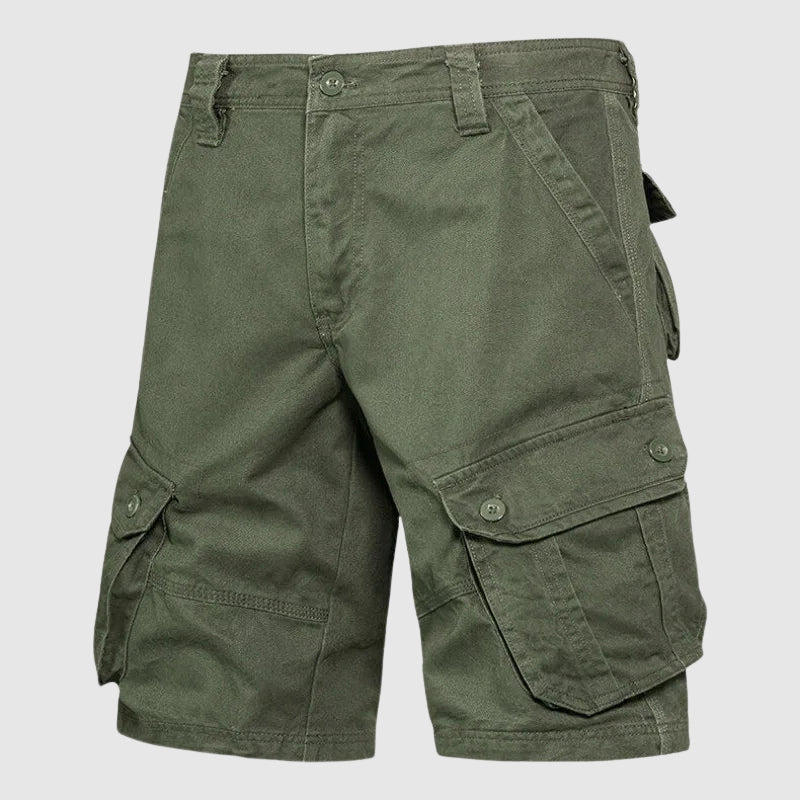 Relaxed Fit Solid Knee-Length Cargo Shorts for Men – Casual Multi-Pocket Convenience