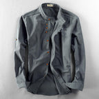 Relaxed Fit Band Collar Shirt for Men – Casual Stylish Comfort