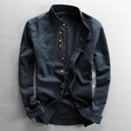 Relaxed Fit Band Collar Shirt for Men – Casual Stylish Comfort