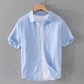 Relaxed Fit Collared Short Sleeve Button-Up Shirt for Men – Casual Comfortable Style