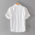 Relaxed Fit Collared Short Sleeve Button-Up Shirt for Men – Casual Comfortable Style
