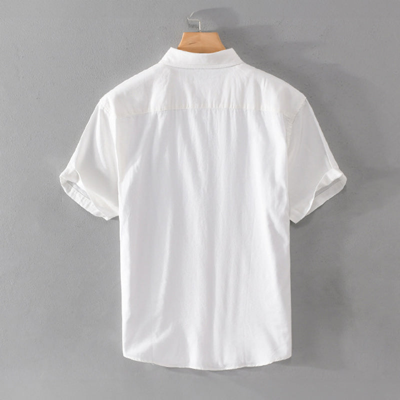 Relaxed Fit Collared Short Sleeve Button-Up Shirt for Men – Casual Comfortable Style