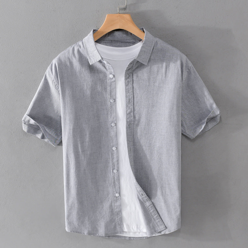 Relaxed Fit Collared Short Sleeve Button-Up Shirt for Men – Casual Comfortable Style
