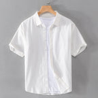 Relaxed Fit Collared Short Sleeve Button-Up Shirt for Men – Casual Comfortable Style
