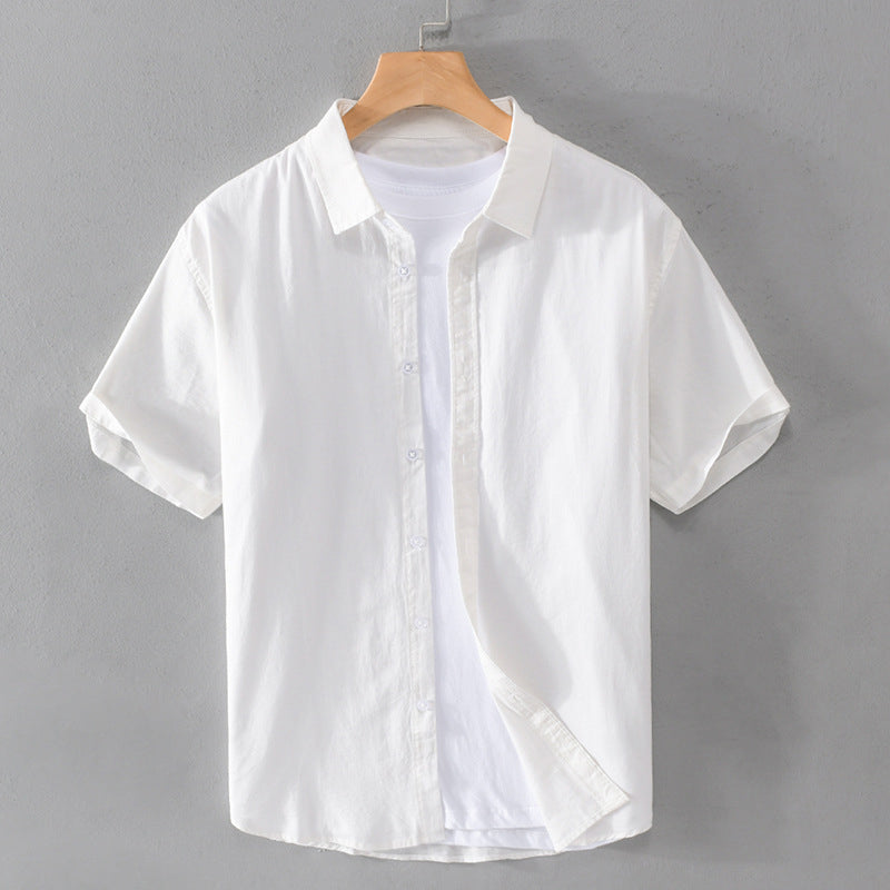 Relaxed Fit Collared Short Sleeve Button-Up Shirt for Men – Casual Comfortable Style