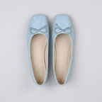 Ivy Quilted Square Toe Bow Detail Ballet Flats | Slip-On Ballet Flats