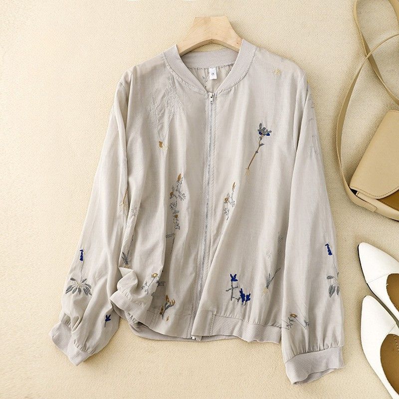 Embroidered Floral Bomber Jacket for Women – Stylish Casual Comfort