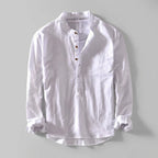 Relaxed Fit Stand Collar Henley Shirt for Men – Casual Comfort & Style
