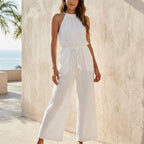 Wide-Leg Halter Neck Jumpsuit for Women – Stylish & Comfortable Design