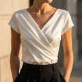 Sienna Wrap Blouse | V-Neck Draped Blouse